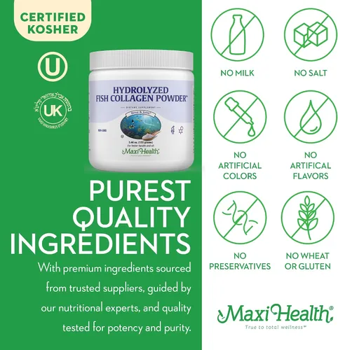 Vista 5 de Maxi Health Polvo de péptidos de colágeno – Colágeno en polvo marino sin sabor tipo I para mujeres y hombres – Suplemento proteico capturado