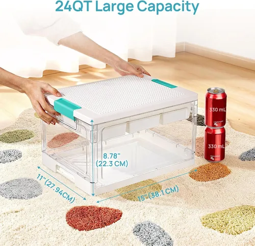 Vista 2 de Vtopmart Caja de almacenamiento de plástico transparente de 24 cuartos