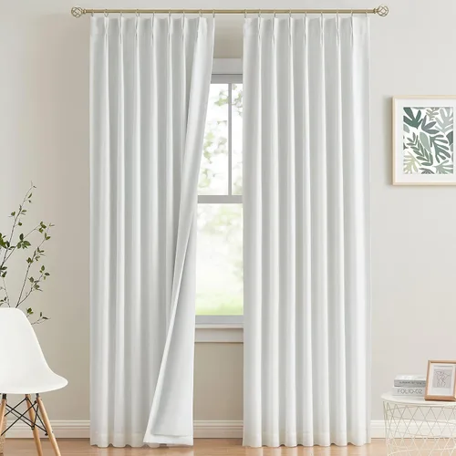 Vista 65 de Vision Home Cortinas marrones con pliegues pinzados, opacas completas, cortinas de ventana de lino mezclado para oscurecer la habitación, cortinas