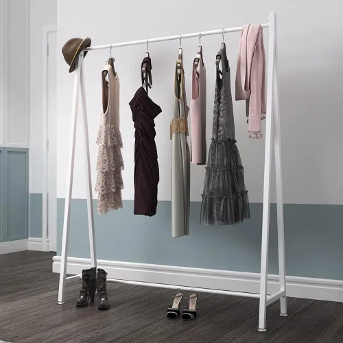 Vista 11 de DR.IRON Percheros de ropa negros con base de mármol, percheros modernos independientes negros con estantes para dormitorio, percheros resistentes