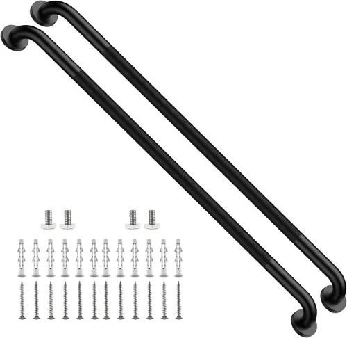 Vista 43 de Barra de agarre para ducha negra de 12 pulgadas con agarre de goma antideslizante, ZUEXT Barra de agarre para baño de acero inoxidable, Barra