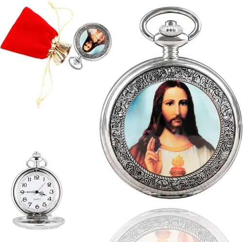 Vista 8 de Reloj de bolsillo para hombre, árabe digital reloj de bolsillo con cadena para hombre