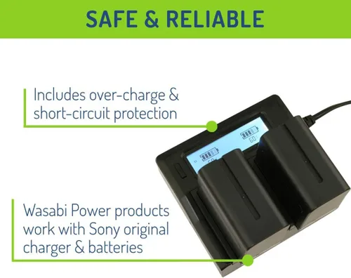 Vista 3 de Wasabi Power Batería (paquete de 2) y cargador dual para Sony NP-F950, NP-F960, NP-F970, NP-F975 (Serie L)