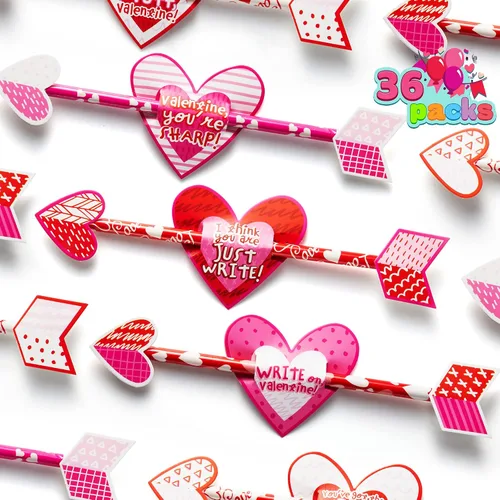 Vista 9 de JOYIN - 36 tarjetas de regalo del Día de San Valentín con flecha de Cupido de lápiz, para intercambio de San Valentín y premios de fiesta