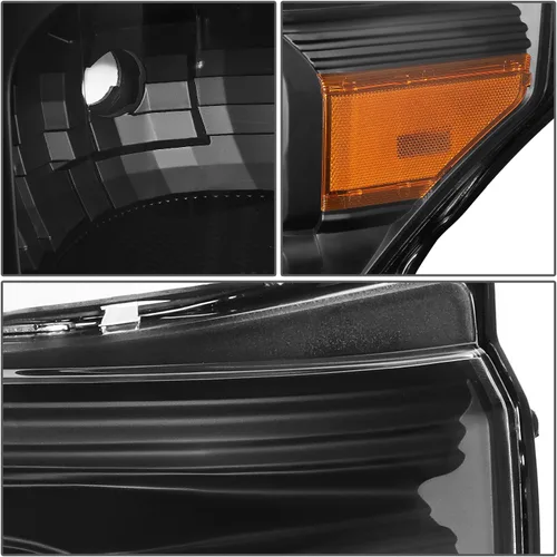 Vista 4 de DNA MOTORING Conjunto de faros delanteros compatible con 11-16 F-250 / F-350 / F-450 / F-550 Super Duty, ámbar negro, HL-OH-FSU13-BK-AM