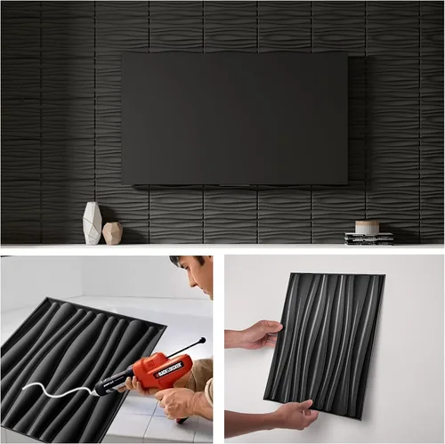 Vista 4 de Art3d - 24 paquetes de paneles de pared 3D para decoración interior del hogar, paneles de acento de pared texturizados ondulados de PVC para sala