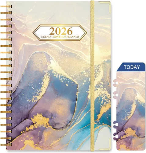 Vista 16 de Agenda mensual 2026, enero de 2026 a diciembre de 2026, agenda semanal y mensual de 6.25 x 8.5 pulgadas con pestañas de página, calendario de tapa