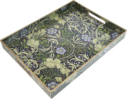 Vista 16 de Spsyrine - Bandeja de servir con asas, bandeja decorativa de plástico para mesa de café, sala de estar, decoración del hogar, 3040B