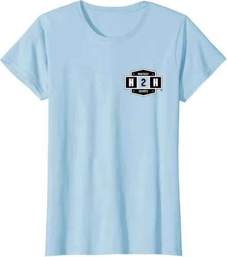 Vista 27 de H2H Fantasía Deportes bolsillo logotipo playera, Césped Azul Pastel