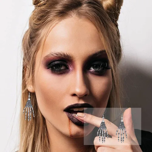 Vista 2 de 20 pares de aretes de Halloween para mujer, aretes colgantes de calabaza, araña, gato negro, para niñas, fiesta de Halloween