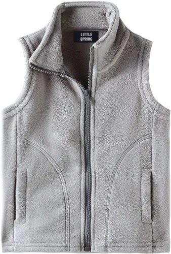 Vista 20 de LittleSpring Boys Girls Fleece Vest Sleeveless Jacket Full-Zip Fall Winter Warm Outerwear Negro