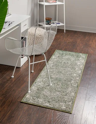 Vista 12 de Unique Loom colección Isabella - Alfombra de área Adjani (2 x 3 pies 1 pulgada, rectángulo, verde/ marfil)