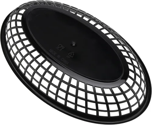 Vista 6 de Paquete de 40 cestas de plástico negro de 8.9 x 5.7 x 1.6 pulgadas, cestas para servir restaurantes, bandeja ovalada de comida rápida para picnic