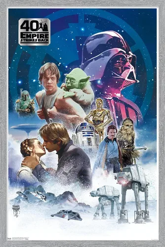 Vista 12 de Trends International Star Wars: The Empire Strikes Back 40th - Póster de pared clásico, 14.725 x 22.375 pulgadas, versión enmarcada de madera