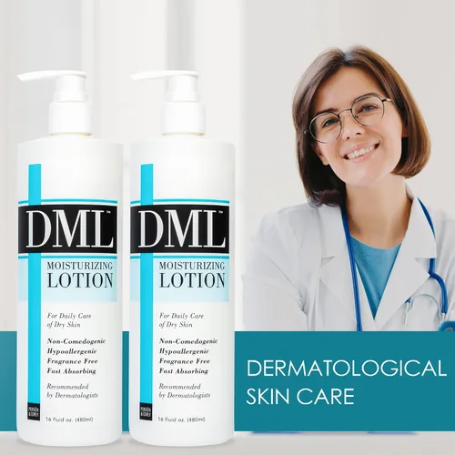 Vista 4 de DML Loción hidratante, hidratante de manos y cuerpo, loción corporal hipoalergénica para piel seca y agrietada, loción hidratante suave y sin