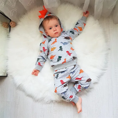Vista 3 de Conjunto de sudadera con capucha y pantalones, de manga larga, con varios diseños, para bebé o niño