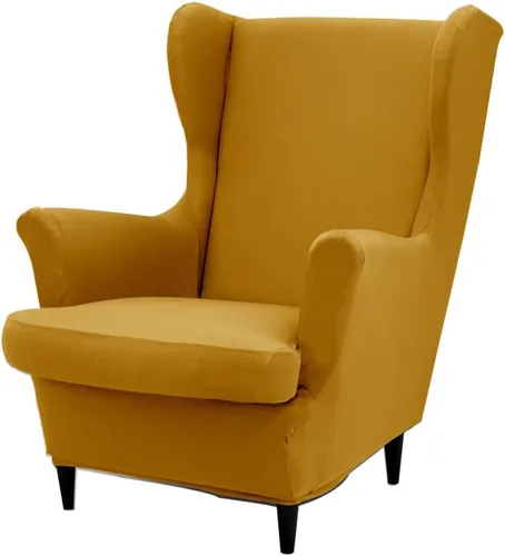 Vista 16 de Fundas para silla Wingback, 2 piezas, fundas elásticas para sillón de ala de color sólido con parte inferior elástica, protector de muebles