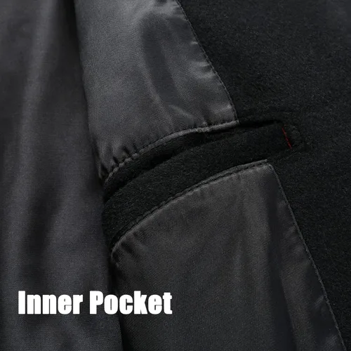 Vista 4 de APTRO Gabardina de lujo de longitud completa para hombre, abrigo largo de lana, rompevientos de invierno