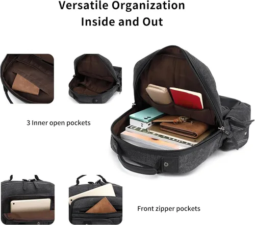 Vista 4 de Leaper Mochila bandolera para hombre bolsa de mensajero de lona para hombre, bandolera de una sola correa para portátil, senderismo, escuela