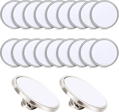 Vista 8 de Hicarer 10 pines de sublimación en blanco para botón, insignia de botón de bricolaje, sublimación, pines de base en blanco plateados