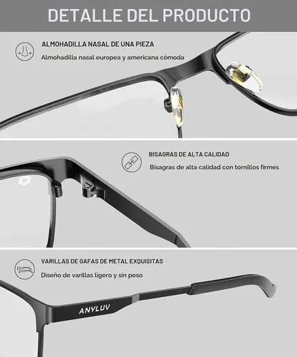 Vista 5 de ANYLUV Blue Light Glasses for Men/Women, Lightweight Blue Light Blocking Glasses, Anti-Eye Strain Computer Glasses for Gaming
