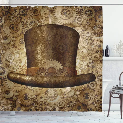 Vista 24 de set de cortina para baño decorativa de tela de poliéster con ganchos