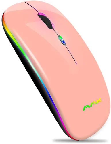 Vista 10 de Ratón inalámbrico Bluetooth para portátil, ratón recargable 2.4G USB óptico inalámbrico, ratón LED delgado de doble modo (Bluetooth 5.0 y 2.4G)