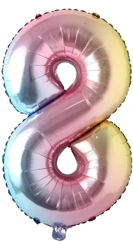 Vista 4 de Globos de números de 32 pulgadas, globo de aluminio, bola de dígitos degradados de arco iris, decoración de fiesta de cumpleaños, suministros