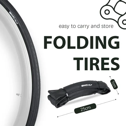 Vista 3 de BWSHLF 700x23/25/28/35c Road Bike Tire, Folding Bead Replacement Cycling Bicycle Tires Black Durable 2 Pack