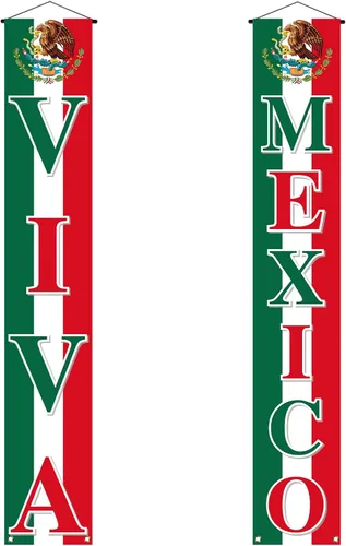 Vista 5 de Vohado Viva México - Cartel colgante para puerta delantera, decoración del Día de la Independencia mexicana, 16 de septiembre, suministros