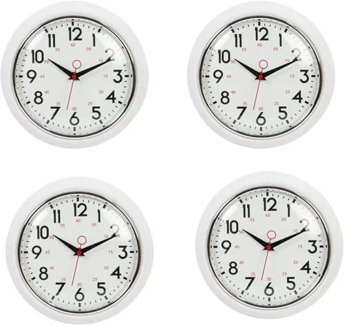 Vista 10 de Kiera Grace, reloj de pared retro con bisel cromado y lente de vidrio convexo, de 9.5 pulgadas, Plástico, Verde, 9.5