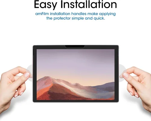 Vista 3 de amFilm Paquete de 2 protectores de pantalla de vidrio templado para Microsoft Surface Pro 7, 6, 5, 4 (12.3 pulgadas)