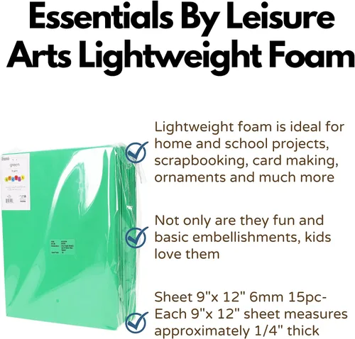 Vista 2 de EBL Foam Sheets 9x12" 0.236 in 15pc Verde