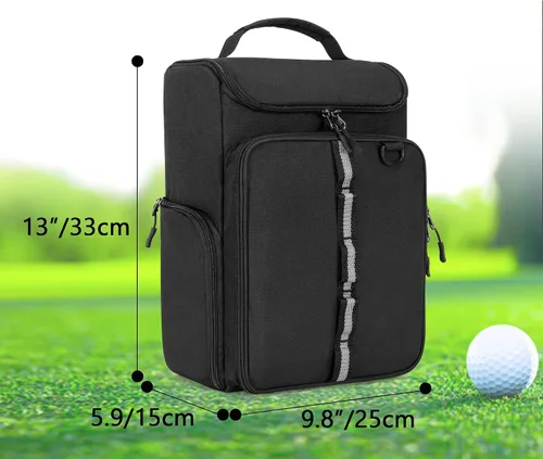 Vista 6 de GOBUROS Bolsa para zapatos de golf con capacidad para un par de zapatos de hombre de EE. UU. 14, portador de zapatos de golf con soportes