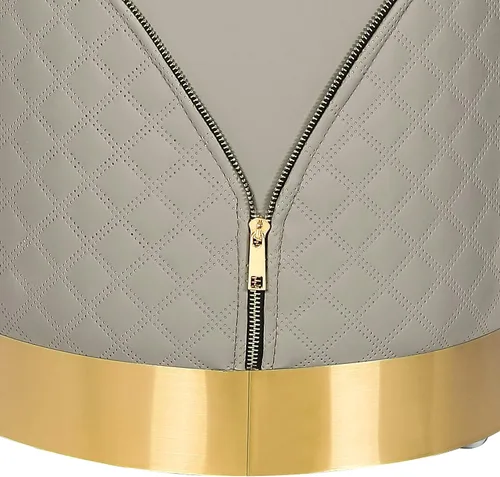 Vista 6 de Reposapiés tapizado en piel sintética redonda con base dorada, silla de maquillaje para salón, dormitorio