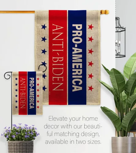 Vista 7 de Bandera de la casa de arpillera anti Biden de Estados Unidos, presidente político, demócrata, republicano, fiesta del té de Estados Unidos, pancarta