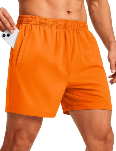 Vista 8 de MAGCOMSEN Pantalones cortos deportivos para hombre, 5 pulgadas, ligeros, para baloncesto, correr, entrenamiento, con bolsillos con cremallera