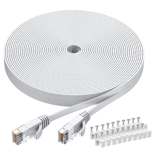 Vista 8 de BUSOHE Cable Ethernet Cat6 de 6 pies, 2 unidades, blanco, Cat-6 plano RJ45 para computadora, Internet LAN, red Ethernet, cable de conexión Ethernet