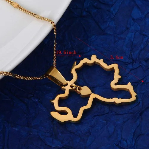 Vista 3 de Collar con colgante de mapa de Venezuela de acero inoxidable