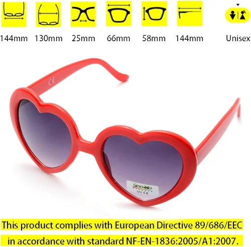 Vista 4 de Gafas de sol de fiesta corazón para niños adultos 12pcs protección UV neón