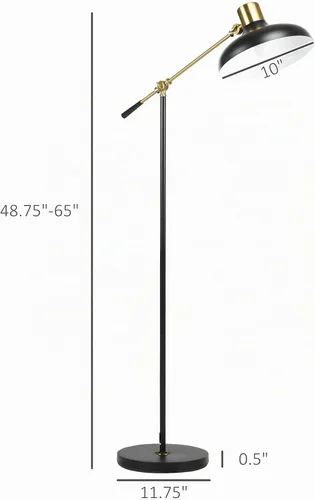 Vista 7 de HOMCOM Lámparas de pie ajustables para sala de estar, brazo de equilibrio