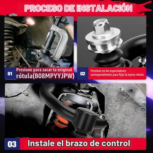 Vista 8 de KSP PERFORMANCE - Brazos de control superiores delanteros, ajustables de 2 a 4 pulgadas, 2 piezas, negros