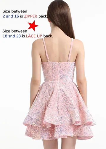 Vista 7 de Vestidos de fiesta de lentejuelas para adolescentes, vestido corto de graduación 2024 con cuello en V brillante, vestido formal de fiesta de cóctel