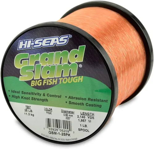 Vista 39 de Sedal de Pesca de Monofilamento HI-SEAS Grand Slam - Fuerte y Resistente a la Abrasión en Transparente, Rosa, Verde, Azul Ahumado, Amarillo Amarillo