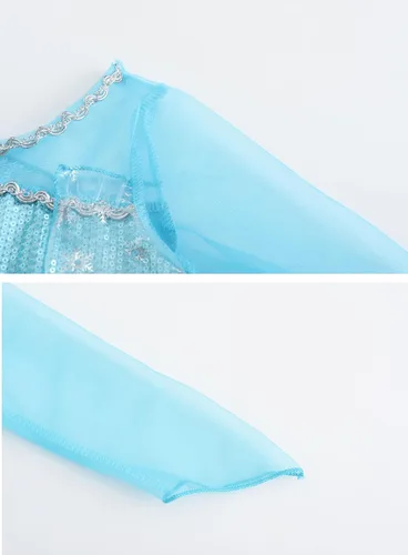 Vista 5 de Vestidos de princesa Elsa para niñas, disfraces y disfraces en Navidad o fiesta de cumpleaños con accesorios