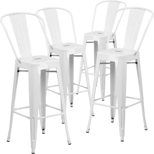 Vista 31 de Taburete Flash Furniture de bar, hecho de metal para interior y exterior, Metal, Negro