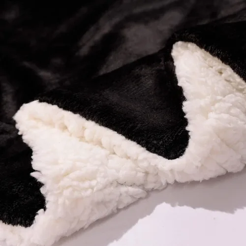 Vista 6 de NANPIPER - Manta de forro polar Sherpa, suave y esponjosa, mantas individuales para sofá, color negro, de 60x80 pulgadas