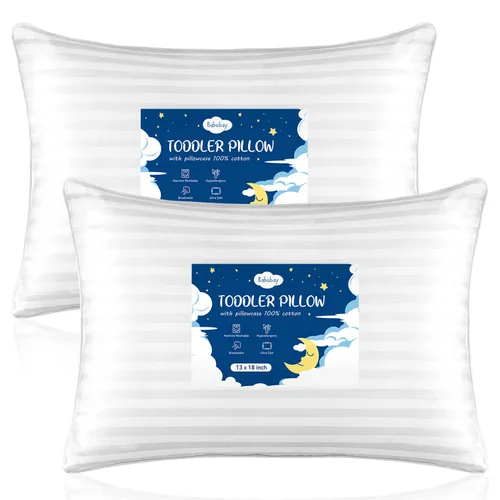 Vista 11 de Babebay Almohada para niños pequeños, almohadas de 13 x 18 pulgadas para dormir, lavable a máquina, con funda de almohada de algodón suave, 1 paquete