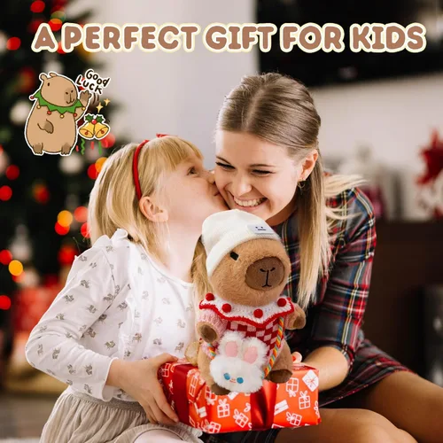 Vista 7 de Capybara - Lindo peluche de peluche para niños y niñas, juego de 10 piezas, 9 prendas y accesorios, juguete de peluche Kawaii, peluche suave