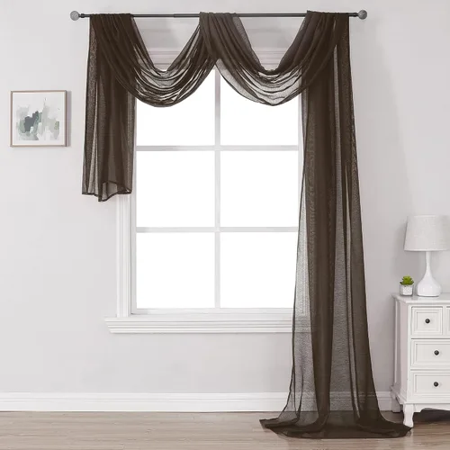 Vista 26 de Bufanda transparente para ventana de 144 pulgadas de largo, color azul bebé, perfecta como bufandas de cenefa, así como toldo de cama o decoración